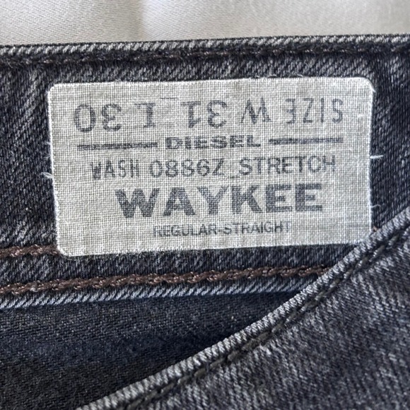 Diesel Waykee Mens Jeans  Straight Leg Black 31x28 Wash 0886Z - Picture 5 of 9